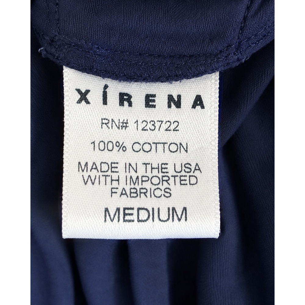 Xirena Midi Dress Wns Medium Navy Blue Excellent Cotton Ruffle Belted Long Slv - Picture 8 of 16